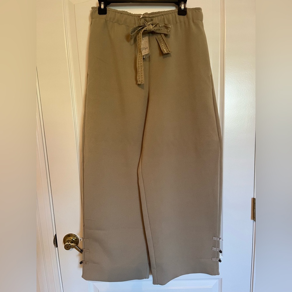 Free People wide leg pants with elastic waist & bow